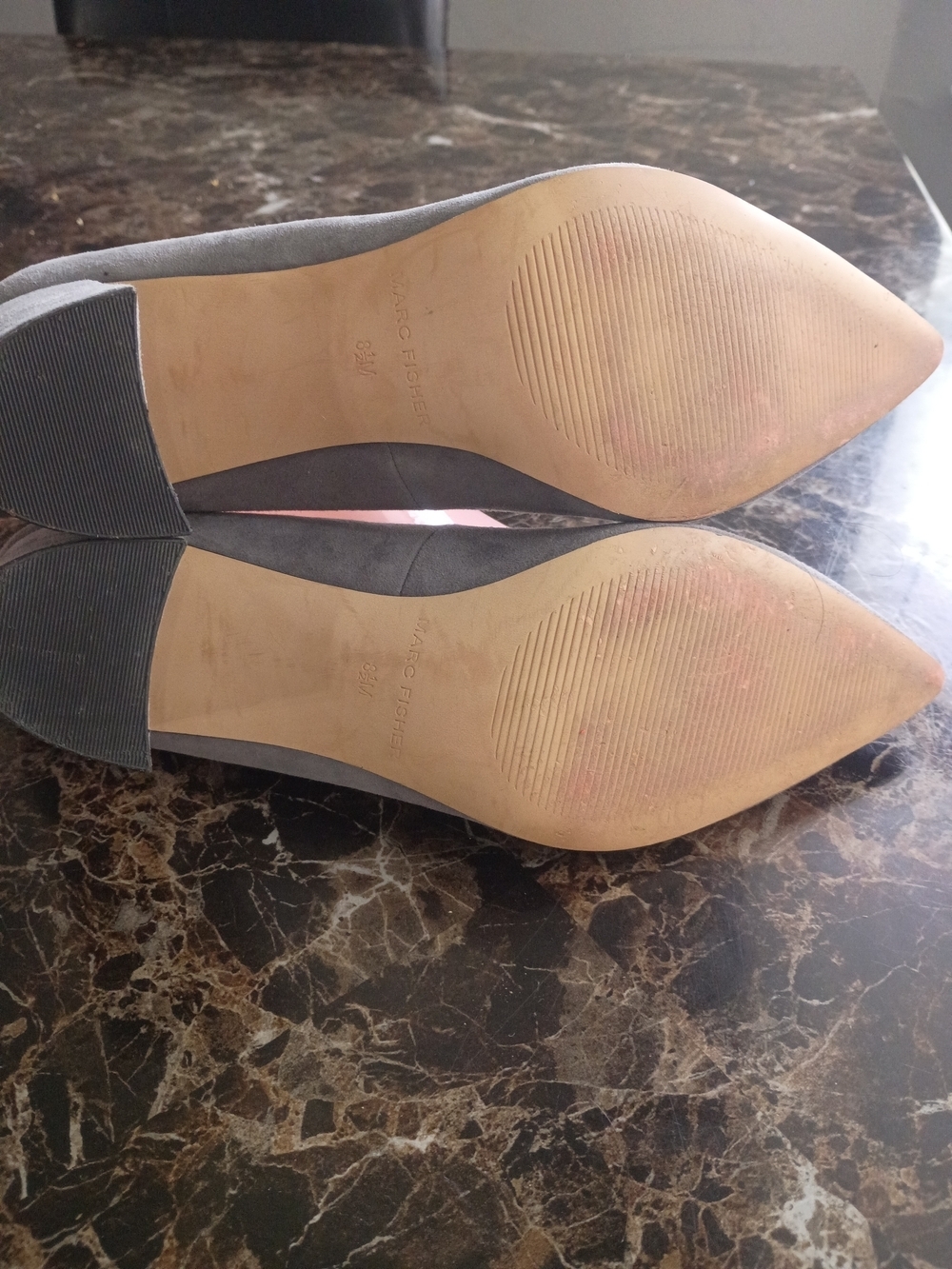 Marc Fisher Gray Suede Pointed-Toe Block Heels - Picture 7 of 9